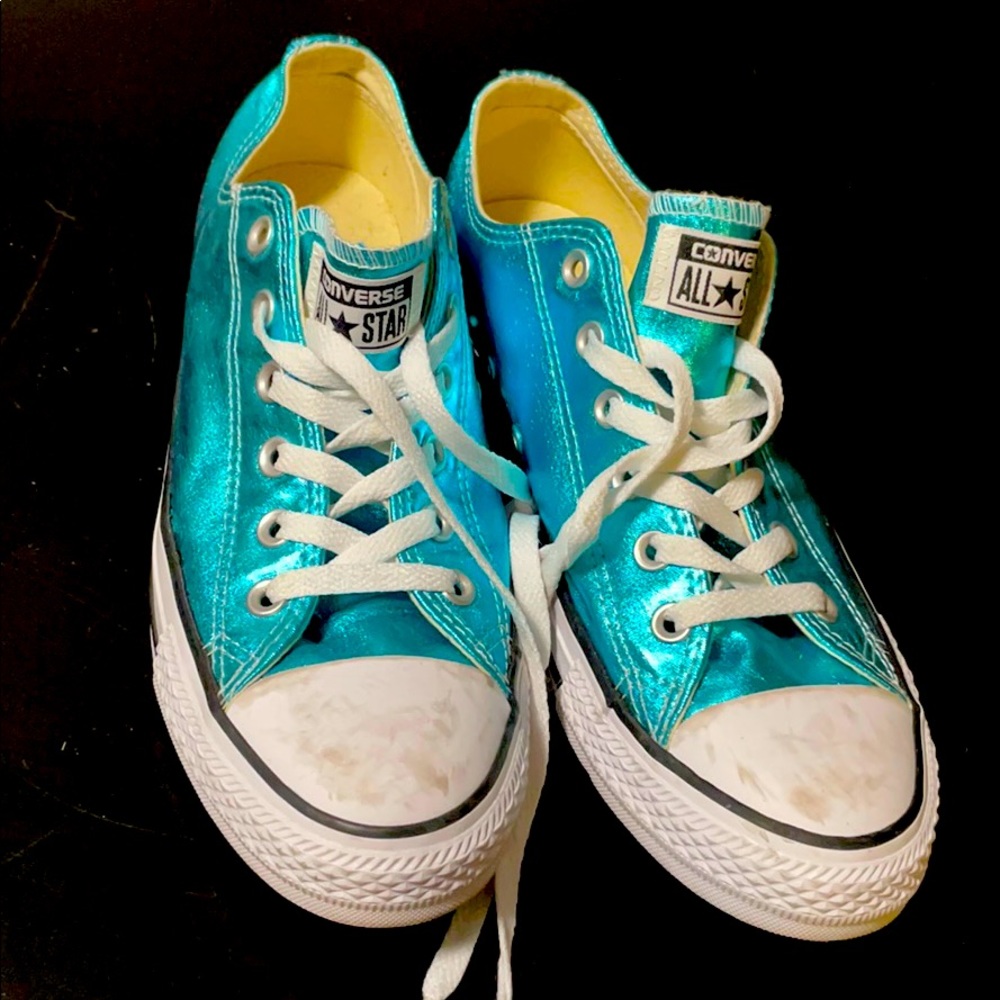 Turquoise Blue Shimmer Converse Chuck Taylors